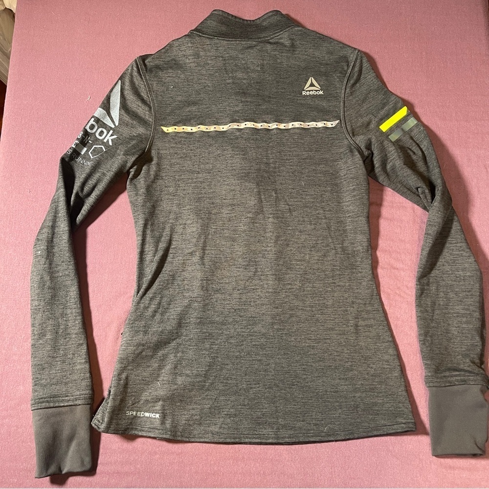 Reebok One Series Long Sleeve 1/2 Zip Running Sweatshirt Dark Gray 2XS (15" P2P) - Picture 7 of 8